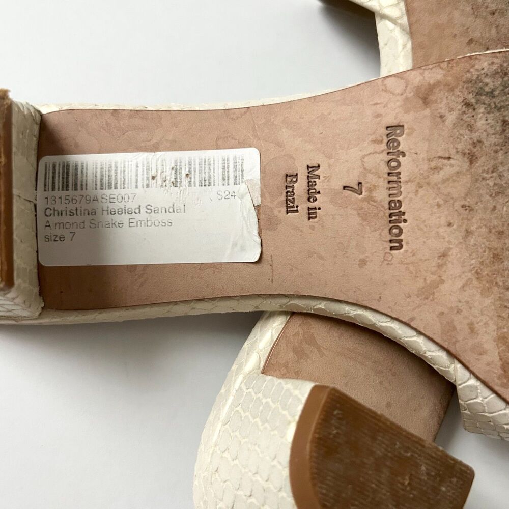 Reformation Christina Slide Sandal in Almond Snake Emboss Size 7 - Picture 7 of 8